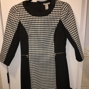 H&M Patterned Black and White Dress
